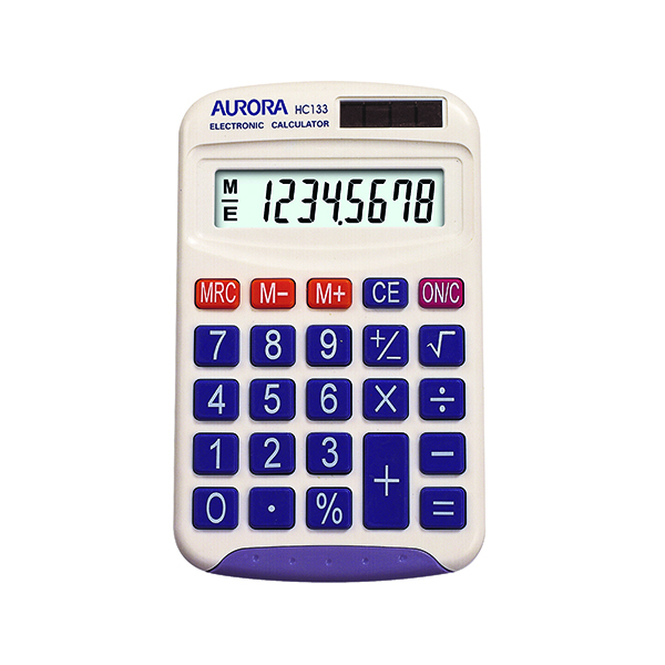 Handheld Calculator Aurora HC133 Pocket Calculator White HC133