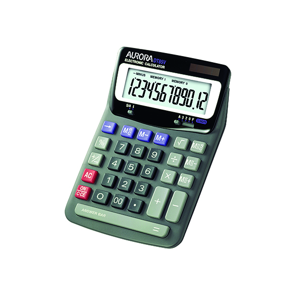 Desktop Calculator Aurora Grey/Black 12-Digit Desk Calculator DT85V