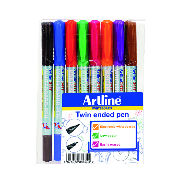 Drywipe Markers Artline 2-in-1 Whiteboard Marker Fine/Superfine Assorted (8 Pack) EK-541T-WB
