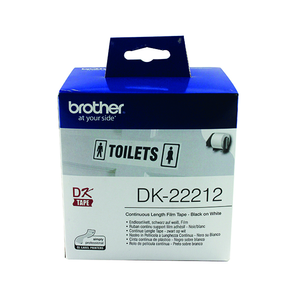 Labelling Tapes & Labels Brother Black on White Continuous Length Film Tape 62mm DK22212
