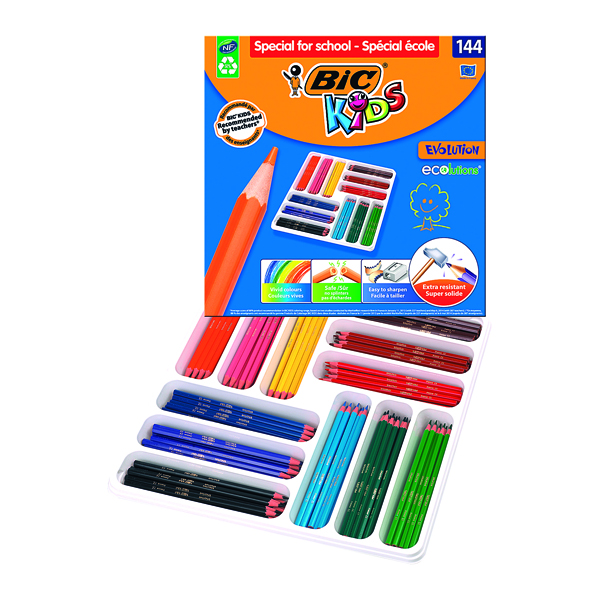 Bic Kids Evolution Ecolutions Colouring Pencils Assorted (144 Pack) 887830