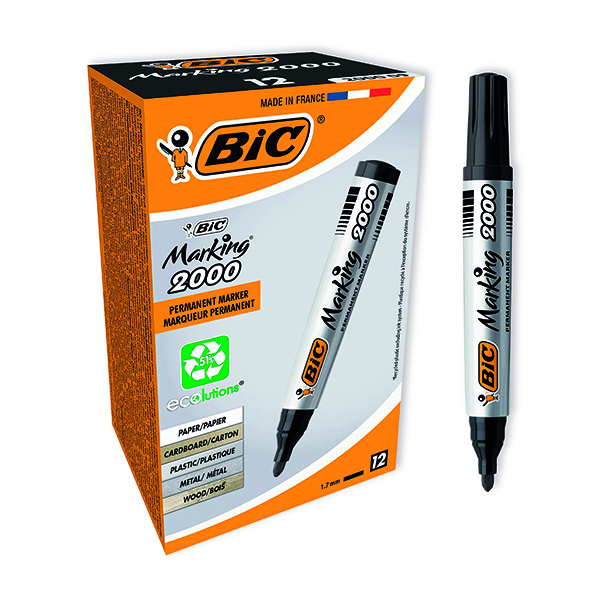 Bullet Tip Bic 2000 Permanent Marker Bullet Tip Black (12 Pack) 820915