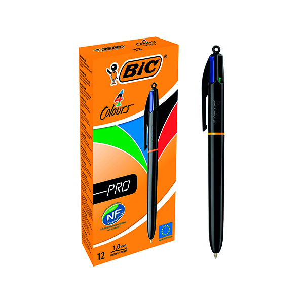 Bic 4 Colours Pro Retractable Ballpoint Pen (12 Pack) 902129