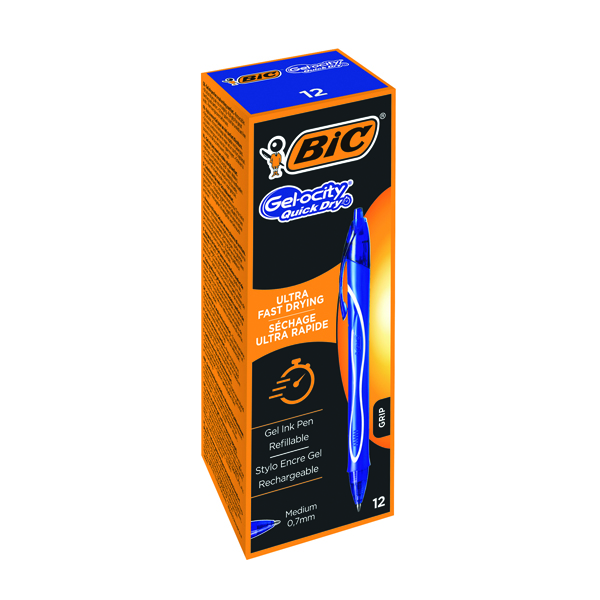 Rollerball Pens Bic Gel-ocity Quick Dry Gel Pen Medium Blue (12 Pack) 950442