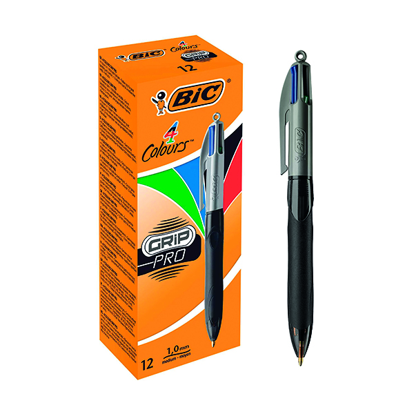 Bic 4 Colours Grip Pro Retractable Ballpoint Pen (12 Pack) 892293