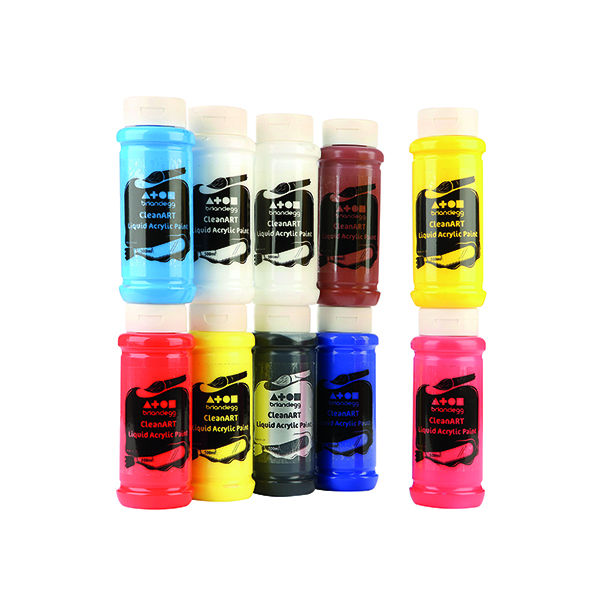Drawing Holders & Accessories Brian Clegg CleanART Liquid Acrylic Paint 500ml Assorted (10 Pack) AK0850010