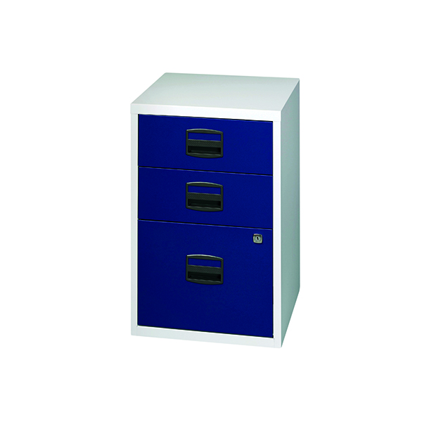 Wood Bisley 3 Drawer Home Filer Grey/Blue PFA3-8748