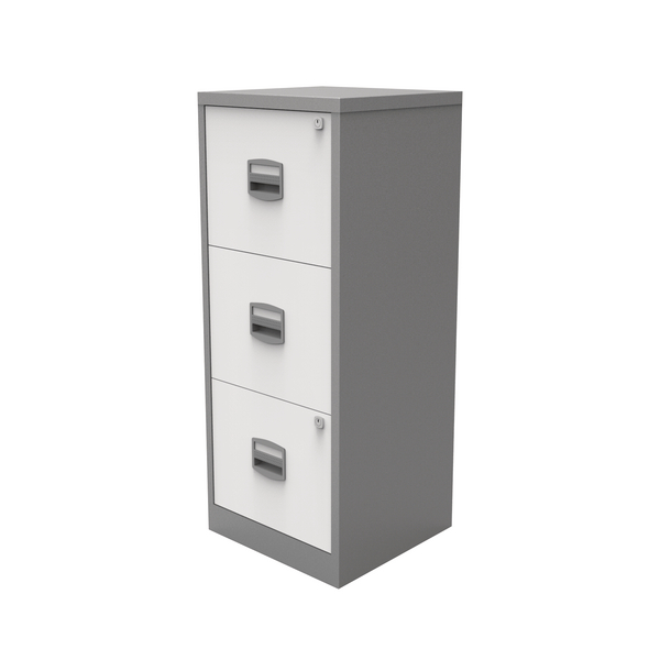 Bisley 3 Drawer A4 Home Filer Silver/White BY78732