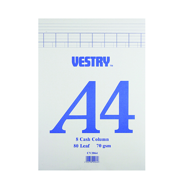 Vestry 8-Column Accountancy Pad A4 CV2064