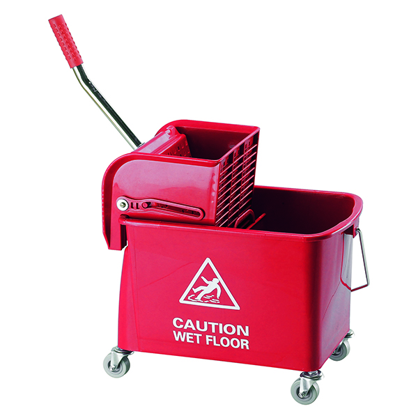 Mops & Buckets Mobile Mop Bucket and Wringer 20 Litre Red 101248RD