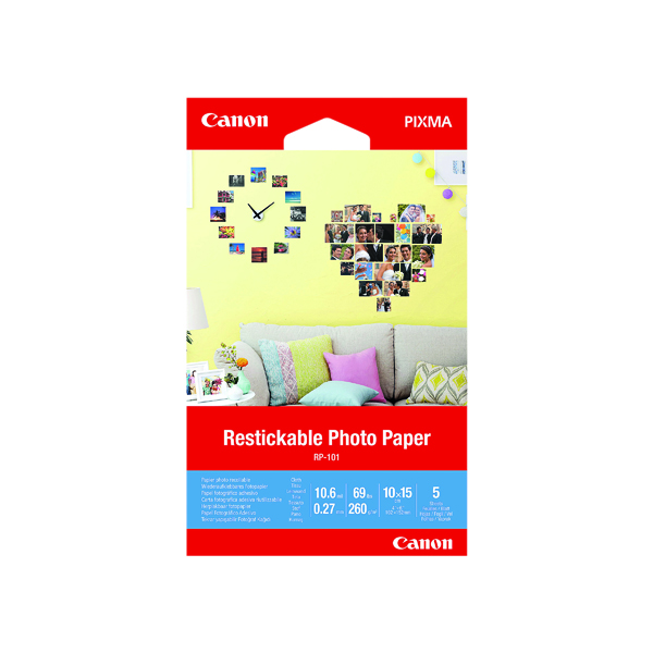 Canon Restickable Photo Paper RP-101 4x6in (5 Pack) 3635C002