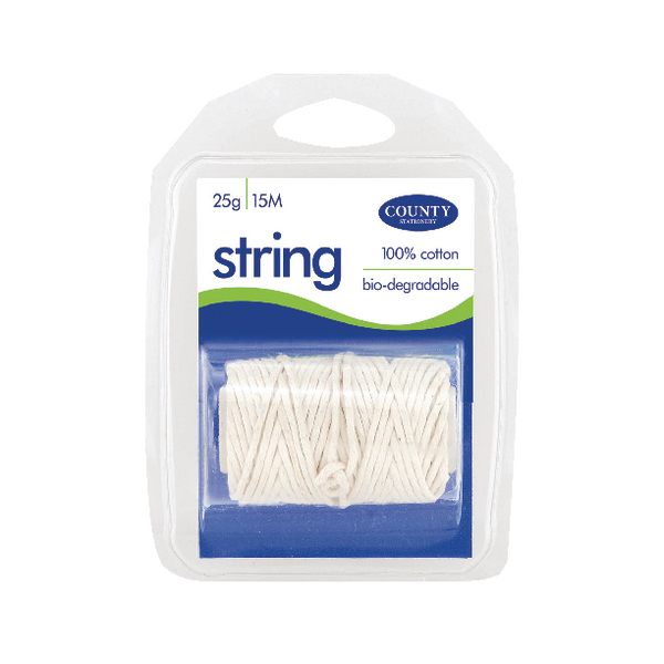 County Stationery String Spool Clamp Pack 15m (12 Pack) C173