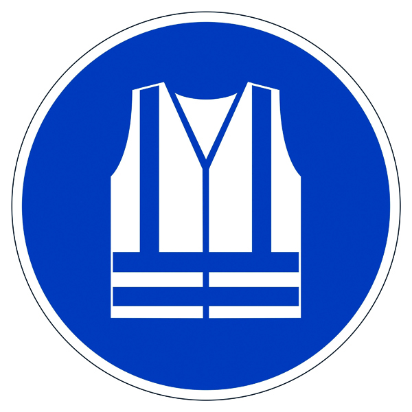 Warning Durable Safety Marking "Use Safety Vest" Floor Sign, Diameter 430mm 173506