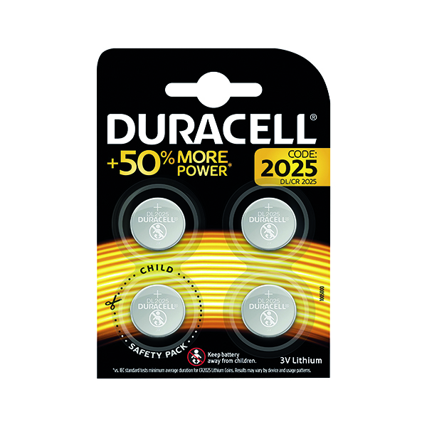 Button Cell Duracell 2025 Lithium Coin Battery (4 Pack) ECR2035