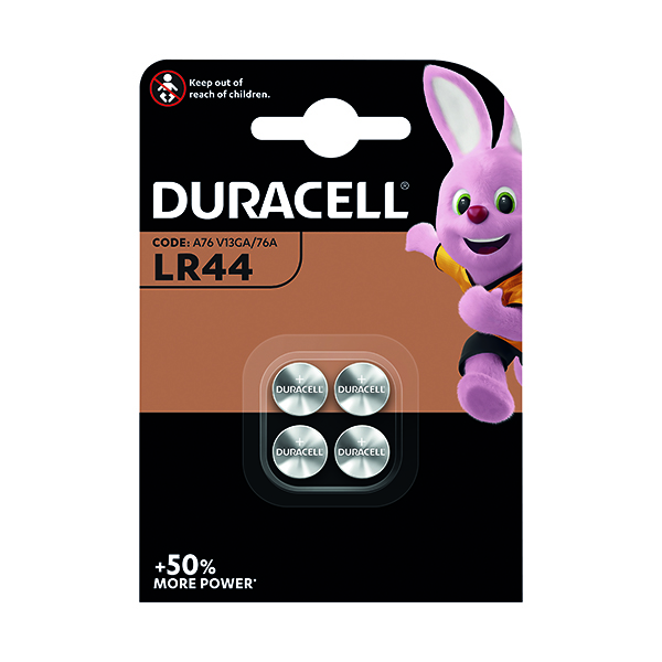 Button Cell Duracell LR44 Alkaline Button Batteries (4 Pack) A76/4