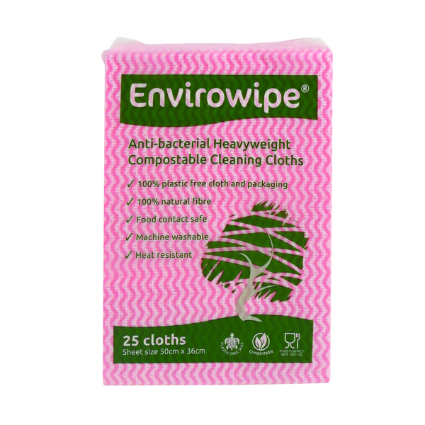 Disinfectant Wipes Envirowipe Antibacterial Red Cleaning Cloths (25 Pack) EWF151