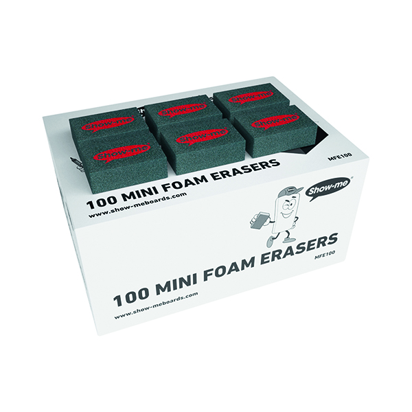 Show-me Mini Foam Whiteboard Eraser (100 Pack) MFE100