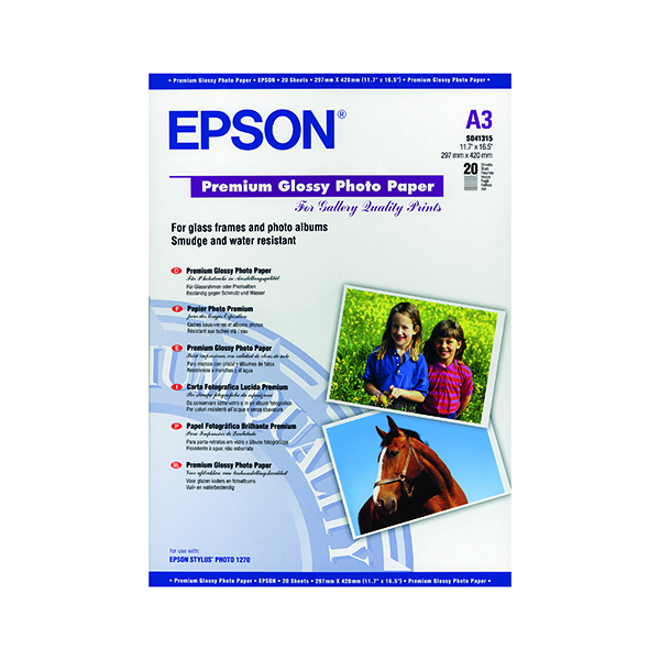 Epson A3 Premium Glossy Photo Paper 255gsm (20 Pack) C13S041315