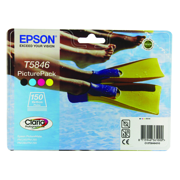 Epson T5846 Bk/Cyan/Mag/Ylw Cartridge/Photo Paper (4 Pack) C13T58464010 / T5846