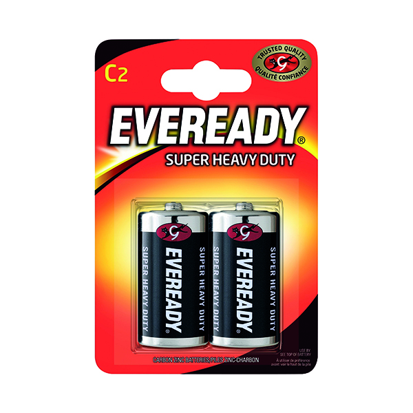C Eveready Super Heavy Duty Size C Batteries (2 Pack) R14B2UP