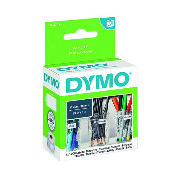 Labelling Tapes & Labels Dymo White Multi-Purpose Labels 12x24mm (1000 Pack) S0722530