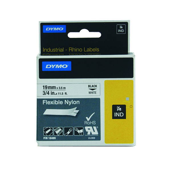 Labelling Tapes & Labels Dymo White Rhino Nylon Tape 19mm x 3.5m ID1-19-1300 S0718120