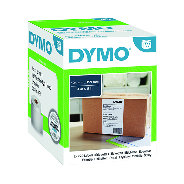 Labelling Tapes & Labels Dymo LabelWriter White XL Shipping Label 104x159mm (220 Pack) S0904980