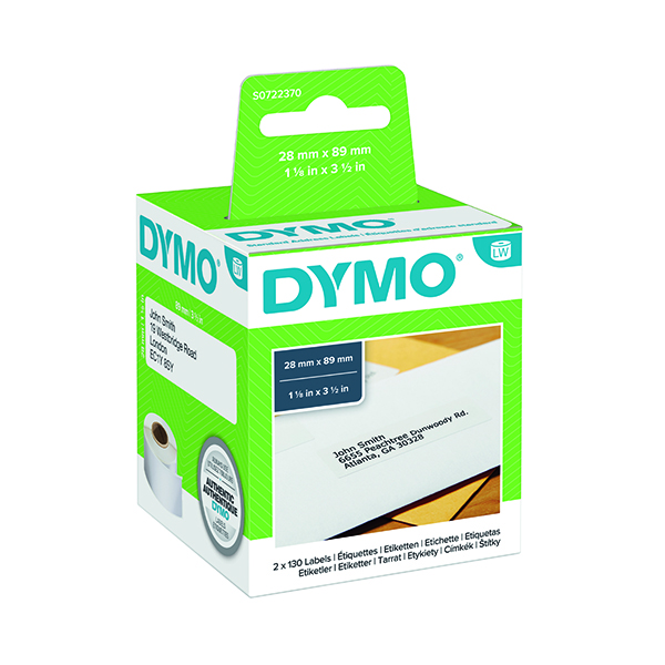 Labelling Tapes & Labels Dymo White Standard Address Label 28x89mm (260 Pack) S0722370