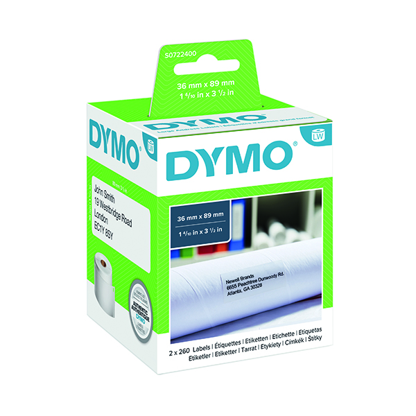 Labelling Tapes & Labels Dymo White Large Address Label 36x89mm (520 Pack) S0722400