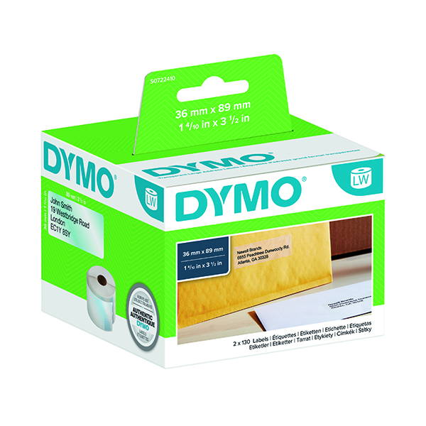 Labelling Tapes & Labels Dymo Clear Large Address Labels 36x89mm (260 Pack) S0722410