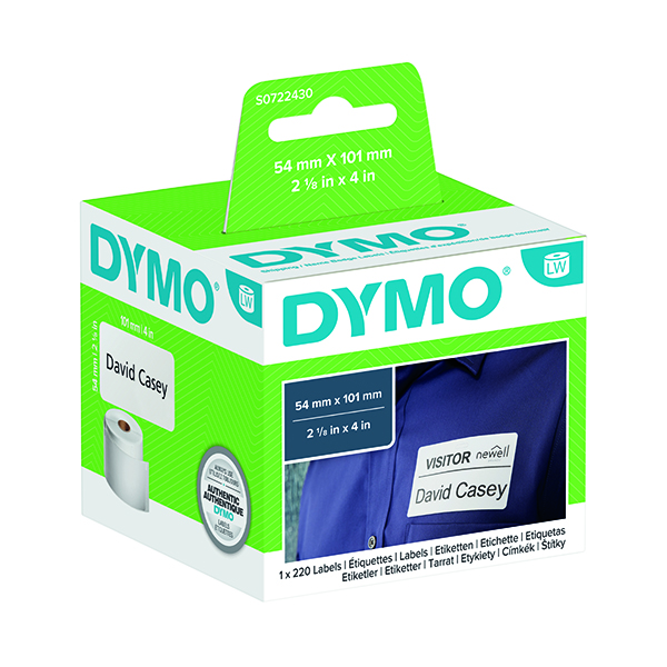 Labelling Tapes & Labels Dymo White Shipping and Name Badge Label 54x101mm (220 Pack) S0722430