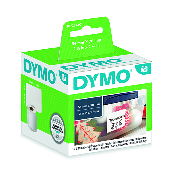 Labelling Tapes & Labels Dymo White Diskette Label 54x70mm (320 Pack) S0722440