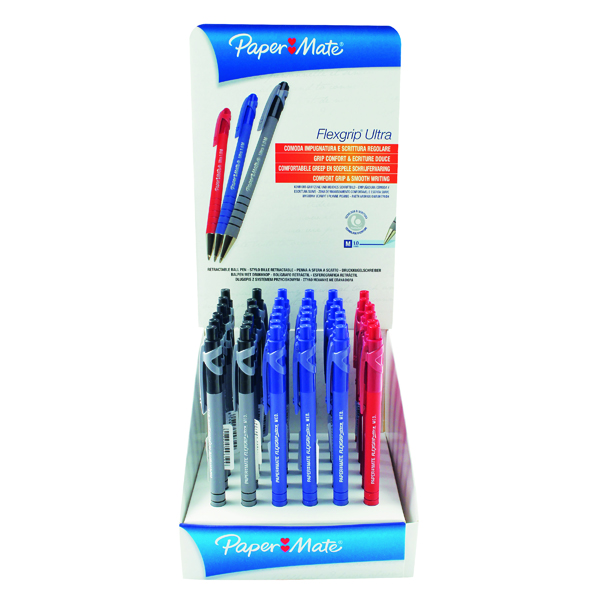 Paper Mate Assorted FlexGrip Ultra Capped Ballpoint Pen Counter Display (36 Pack) S0189342
