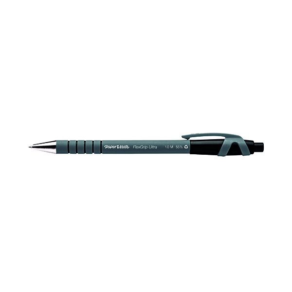 PaperMate Flexgrip Ultra Retractable Ballpoint Pen Medium Black (12 Pack) S0190393
