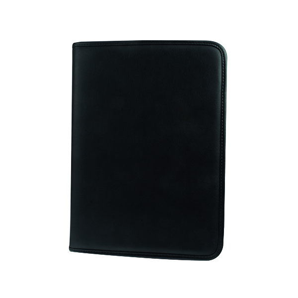 Potfolios Monolith Leather Look Zipped Ring Binder A4 Black 2926