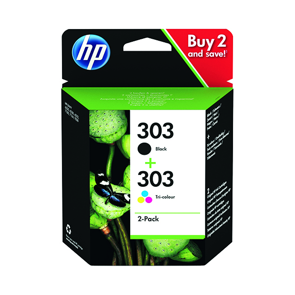 HP 303 Black Tricolour Ink Cartridge 2x 4ml Twinpack for HP ENVY Photo 6230/7130/7830 series - 3YM92AE