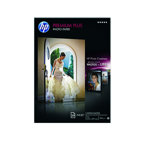 HP White A4 Premium Plus Glossy Photo Paper (20 Pack) CR672A