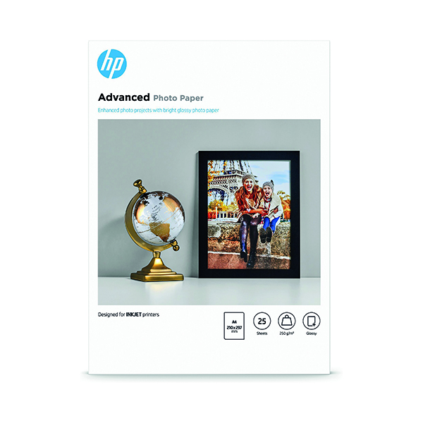 HP White A4 Advanced Glossy Photo Paper 250gsm (25 Pack) Q5456A