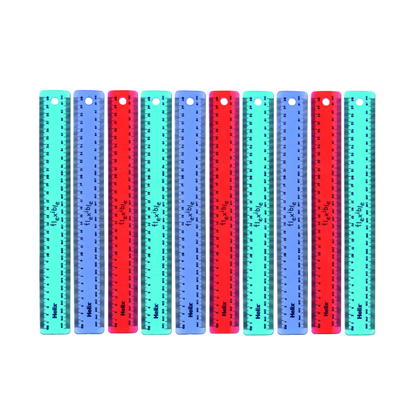 Helix Assorted Translucent Flexirule Rulers 30cm (10 Pack) K47010
