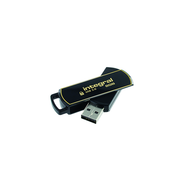 Memory Sticks Integral Secure 360 Encrypted USB 3.0 8GB Flash Drive INFD8GB360SEC3.0