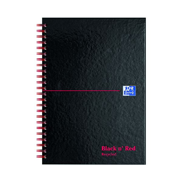 Recycled Black n' Red Recycled Ruled Wirebound Hardback Notebook A5 (5 Pack) 846350962