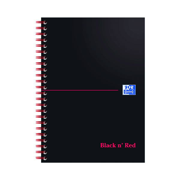A5 Black n' Red Wirebound Notebook 100 Pages A5 (10 Pack) D66369