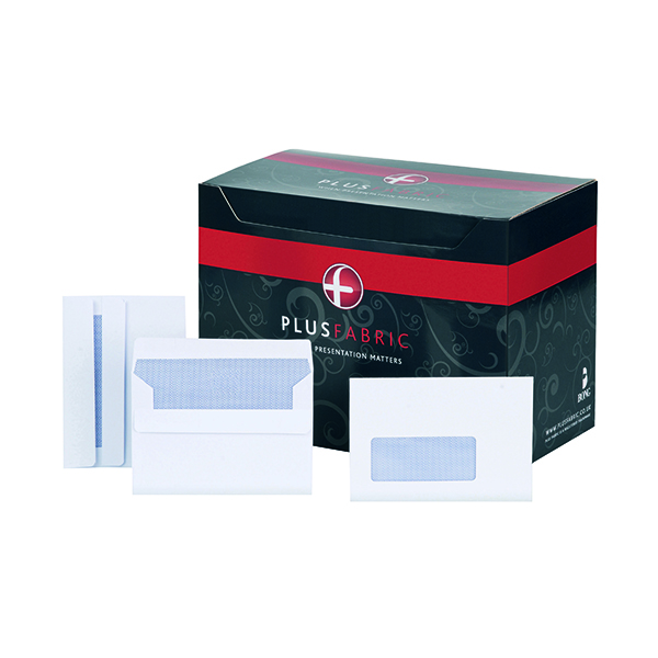 White Window Plus Fabric C6 Envelope Wallet Window Self Seal 120gsm White (500 Pack) F22670