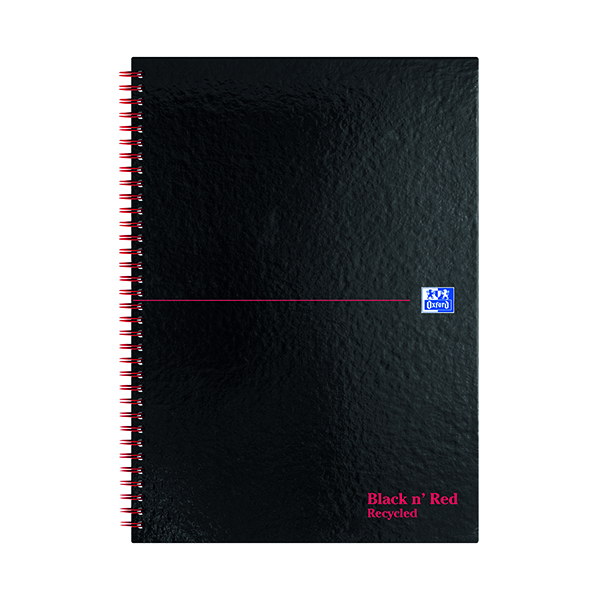 Recycled Black n' Red Recycled Ruled Wirebound Hardback Notebook A4 (5 Pack) 846350972