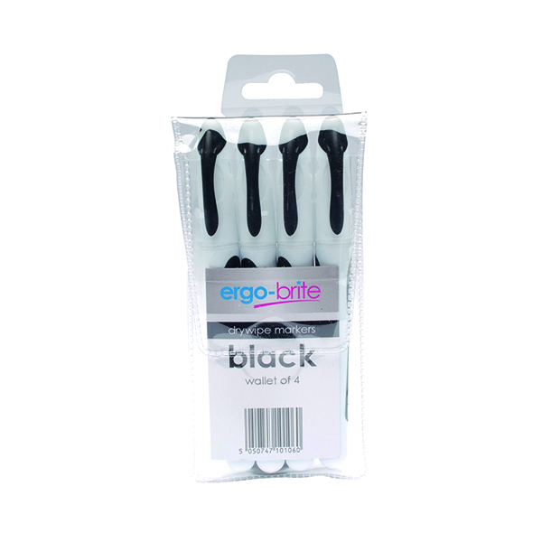 Ergo-Brite Drywipe Marker Rubber Grip Black (4 Pack) JN10106