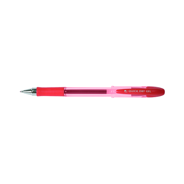 Q-Connect Quick Dry Gel Pen Medium Red (12 Pack) KF00680