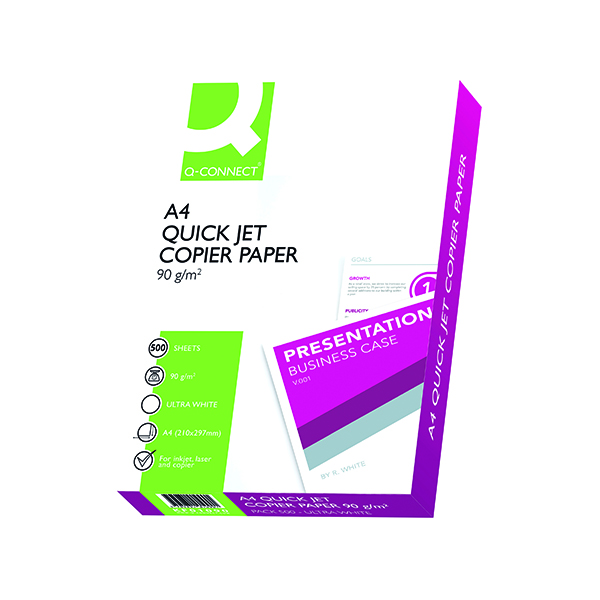 White 90gsm Q-Connect Premium White A4 90gsm Inkjet Paper (500 Pack) KF01090