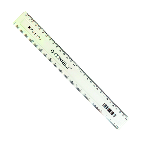 Q-Connect Acrylic Shatter Resistant Ruler 30cm Clear (10 Pack) KF01107Q