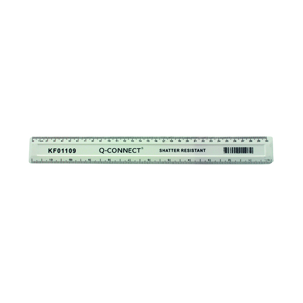 Rulers Q-Connect Shatter Resistant Ruler 30cm White (10 Pack) KF01109Q