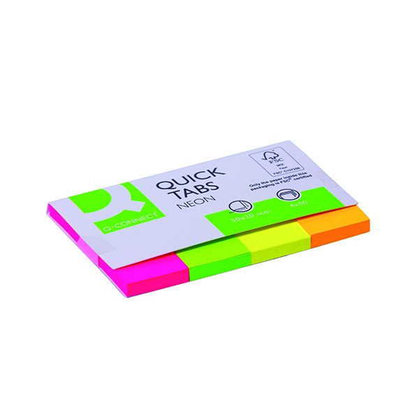 Q-Connect Quick Tabs 20 x 50mm Neon (200 Pack) KF01226 - E B Erskine